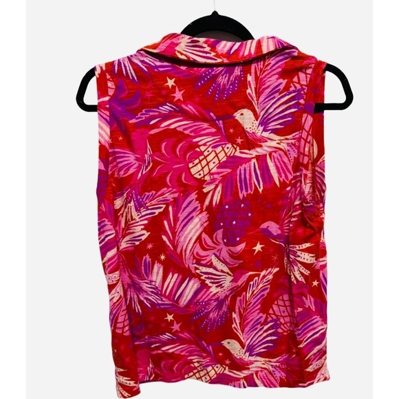 Sigrid Olsen NWT Tropical Hawaiian Pineapple Bird Collared Tank Size Medium - Picture 2 of 5